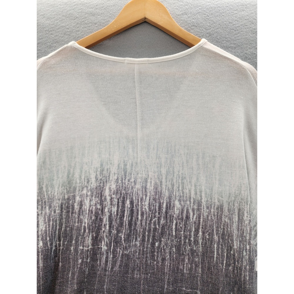 Enti Women Ombre Knit Sweater Gray White V-Neck Batwing Sleeve Boho Top Small - Picture 9 of 14